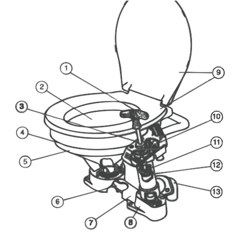 Jabsco Twist-N-Lock Manual Toilet - Large & Standard Bowl - Image 2