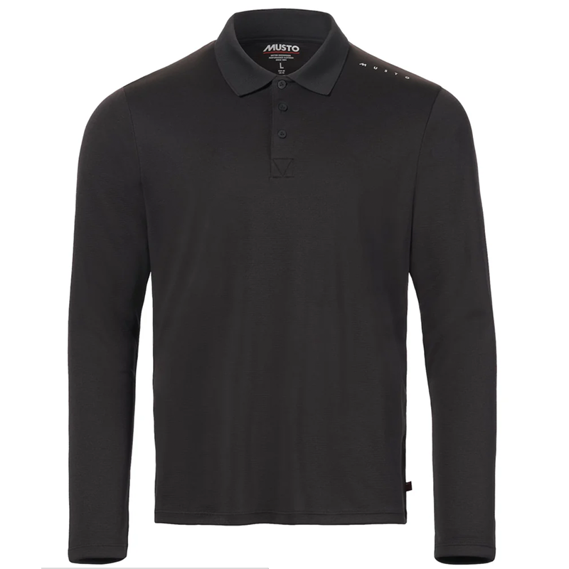 Musto Men's Black Evo Crew Long Sleeve Polo