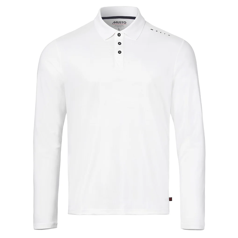 Musto Men's White Evo Crew Long Sleeve Polo
